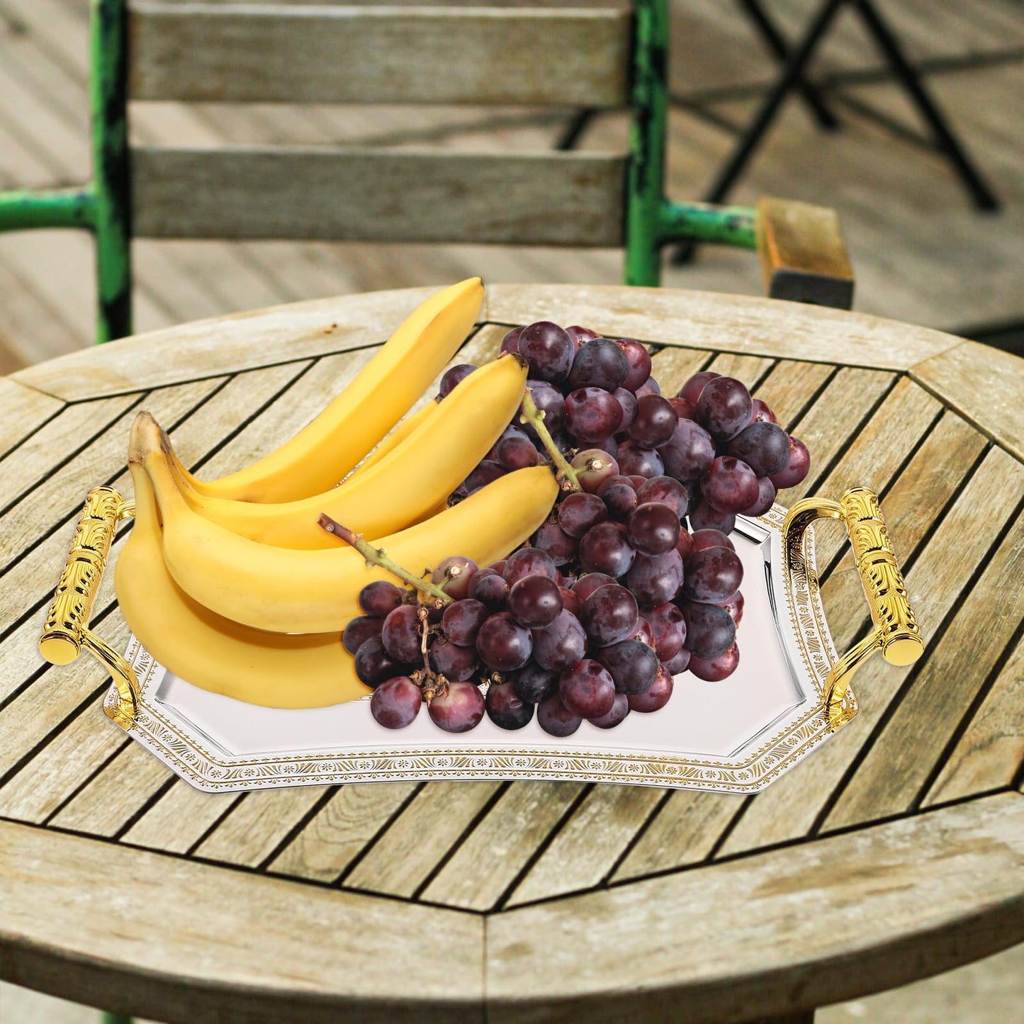 Hemoton Carved Fruit Tray 11.02X7.87X4.72In Decorative Serving Tray for Snacks Desserts and Fruit Storage Multi-Function Kitchen Dining Platter
