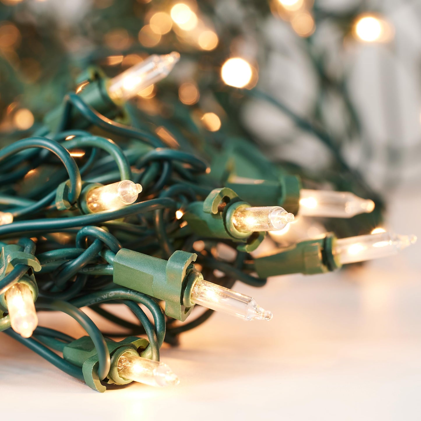 Christmas Lights Warm White,Connectable Incandescent Lighting String Green Wire Indoor Outdoor, 200 Counts(2x100) 45 FT Length,Christmas Tree Light, Holiday Decorations in Party Yard,Spring Summer