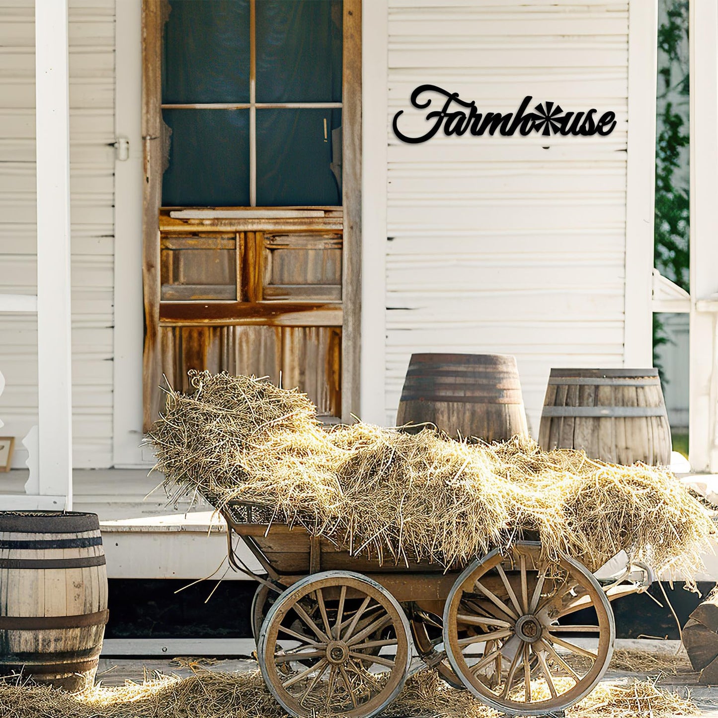 Metal Farmhouse Signs with Windmill, Rustic Farmhouse Letters Sign Wall Art for Living Room Kitchen Entryway Dining Room Bedroom 4.1x16 inches