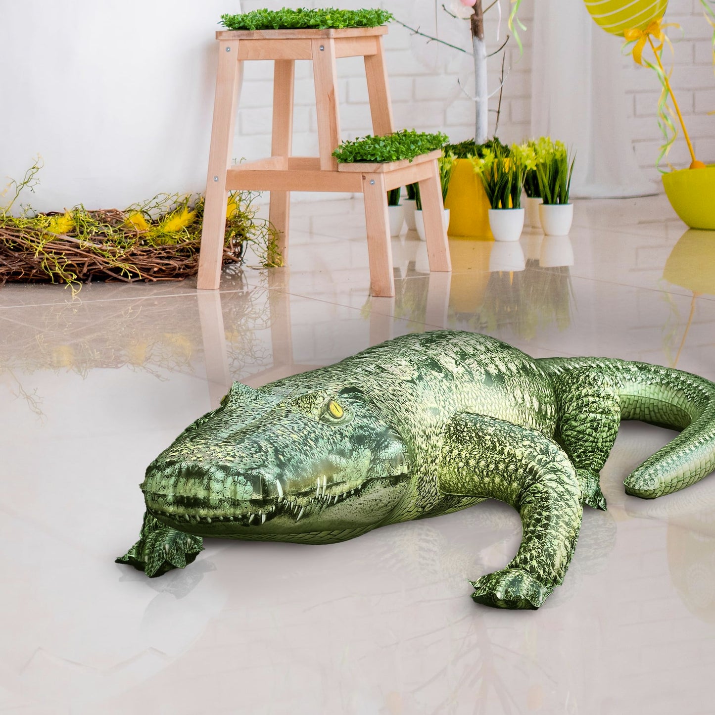 Jet Creations 49” Long Inflatable Alligator Toy, Green, Realistic Africa Animal Design, Garden Decor, Photo Wildlife Safari Theme Decoration, Bird Deterrent, Thanksgiving Christmas Winter1 pc
