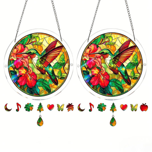 Premium Stained Glass Style Puzzle Suncatcher, Acrylic Puzzle for Adult Window Hanging, DIY Crystal Jigsaw Art, Creative Home Decor Ornament with Whimsical Pieces (Multicolor1-2pcs)