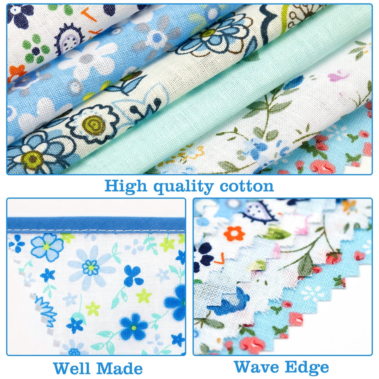 jijAcraft 39Ft Triangle Bunting Banner, 42Pcs Tea Floral Party Bunting Cotton Fabric Flags Pennant Garlands for Birthday Party, Wedding, Baby Shower, Outdoor and Home Decorations (Blue)