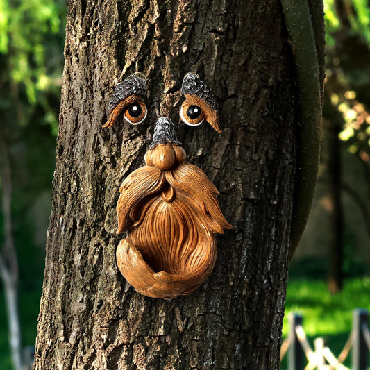 XIOQINE Playful Tree Faces Decor Outdoor (6.3" Tall), Whimsical Tree Decorations Outdoor for Gardens & Yards, Adding Personality to Nature for Your Lawn & Garden Ornaments (Small)