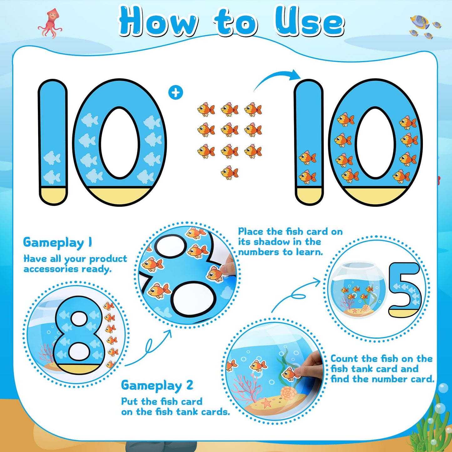 Lonfliness 32Pcs Jumbo Numbers Bulletin Board Set for Classroom Ocean Educational Learning Math Posters for Kids Numbers 1-10 Poster for Elementary School Math Classroom Wall Decor