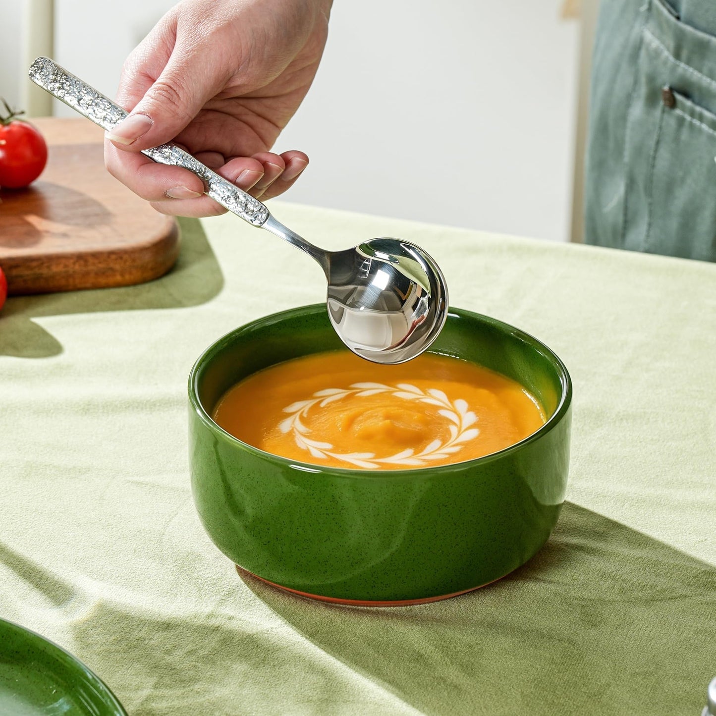 Shrynxal 26 OZ Cereal Bowl,6 Inch Ceramic Bowl Sets for 4,Suitable for Breakfast, Soups, Oatmeal, Ramen, Pho, Udon and Ssoba,Dishwasher & Microwave Safe, Handcrafted Bowls Sets,Elegant Green