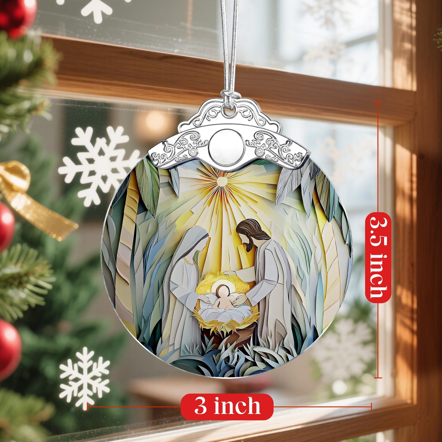 Nativity Scene Christmas Ornament, Jesus Birth Christmas Ornament, Holy Family Decoration, Religious Decor, Christian Holiday Decor, Christian Gifts, Religious Gifts, Gift Exchange, Gift Idea