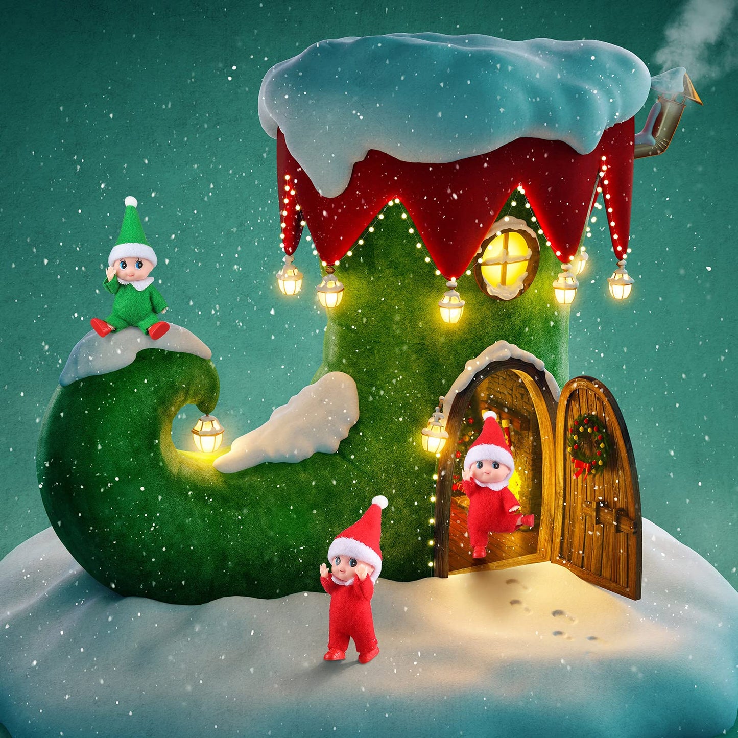Soulchen Christmas Doll Toy Christmas Twin Boy and Girl Doll Xmas Miniature Accessories for Xmas Decoration (8 Pieces)