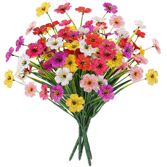 MACTING Artificial Flowers for Outdoors 6 Bundles Fake Flowers UV Resistant Faux Plastic Plants No Fade for Planters Window Box Patio Porch Garden Yard Indoor Outside Summer Decorations(Mix Color-1)