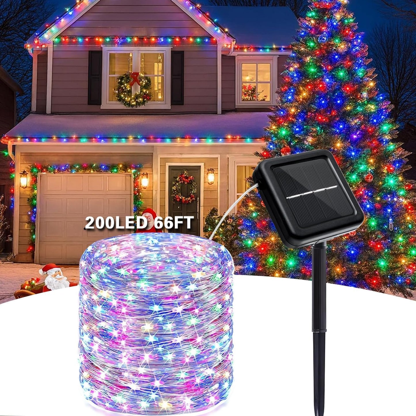 SyouHome 4-Pack Solar Fairy Lights Outdoor, 800 LEDs 264FT Extra-Long Solar String Lights, 8 Modes Waterproof Twinkle Lights for Garden Tree Wedding Party Christmas, Multicolor