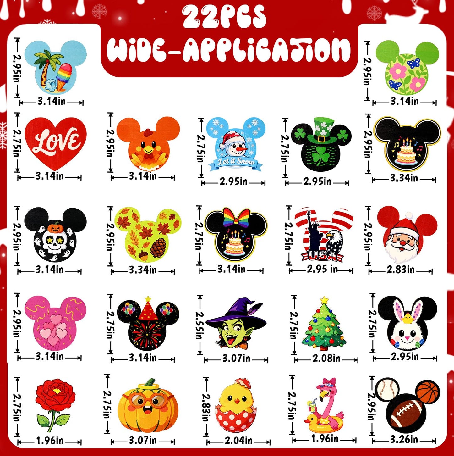 Mouse Home Decor, Interchangeable Seasonal Welcome Sign with 22PCS Interchangeable Holiday Pieces for Spring Summer Fall All Seasons Holiday Halloween Christmas