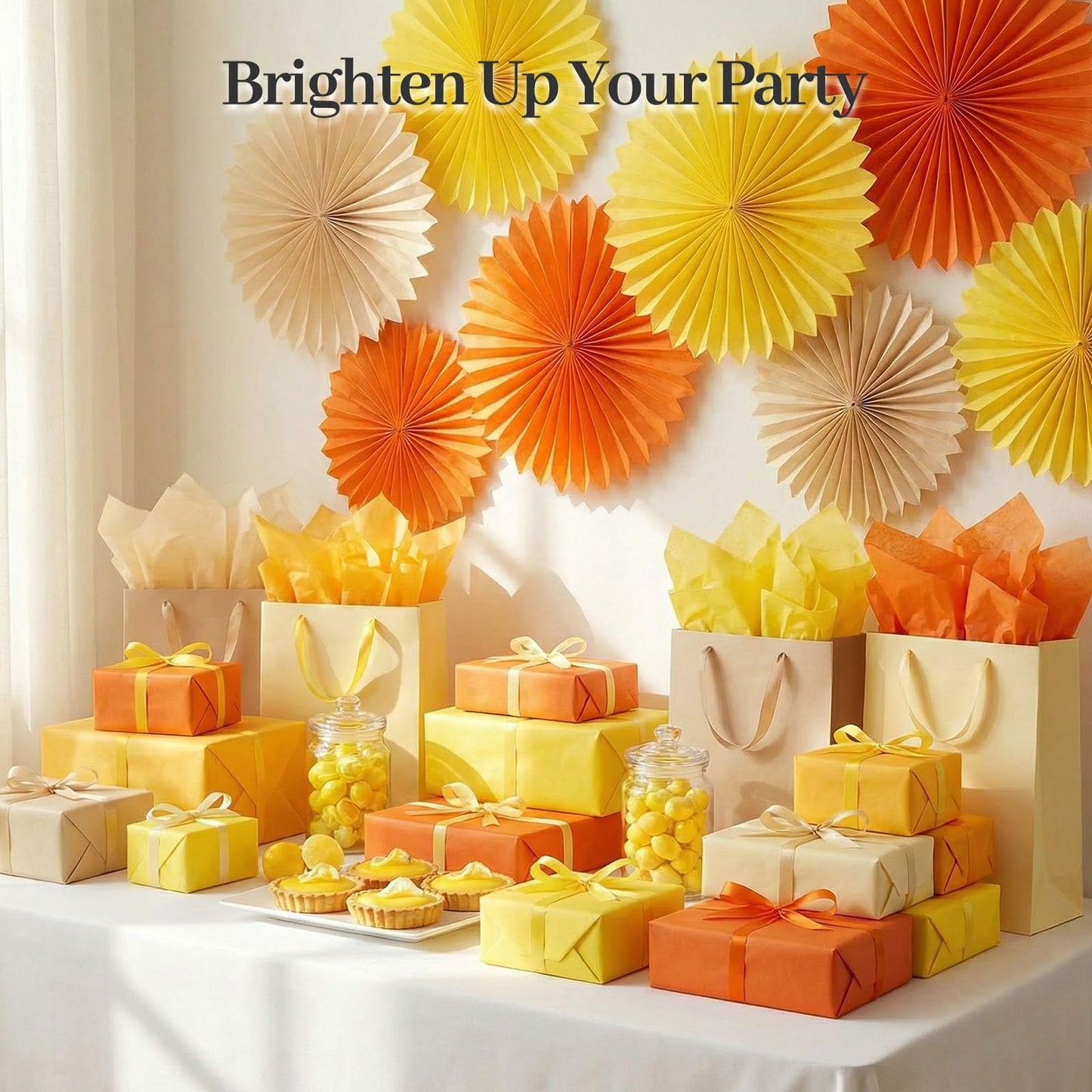 Koogel 112 Sheets Orange Tissue Paper, 20x14 Inch Yellow Tissue Paper for Gift Bags, Mother's Day DIY Crafts Gift Wrapping Decor