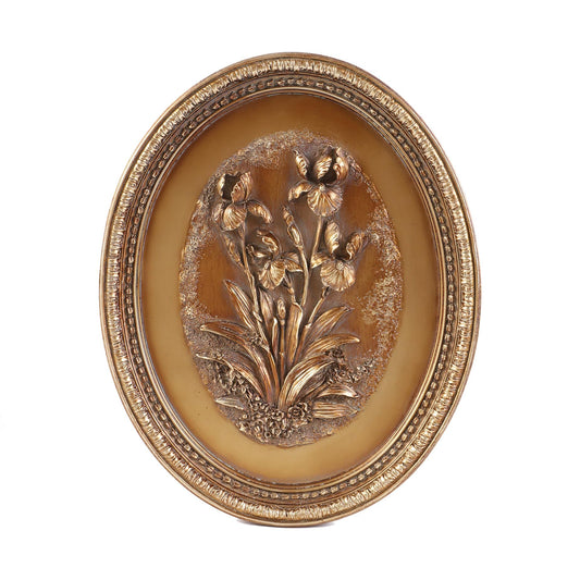 Kangce Vintage Wall Sculptures,Vintage Wall Decor,Antique Wall Art with Hand-Carved Iris Pattern,Ornate Victorian Home Decor,for Living Room, Bedroom,Hallway Gallery,Oval,Bronze