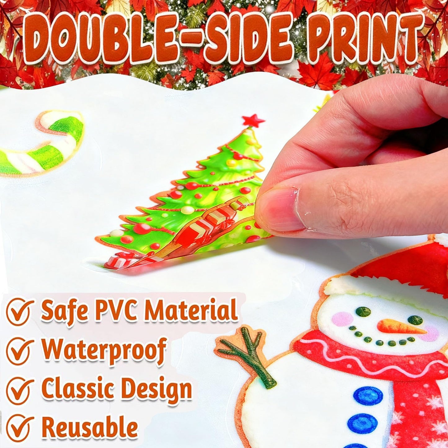 Christmas Window Clings,9 Sheets Christmas Party Window Clings Decoration, Decals for Glass Windom Indoor and Outdoor Home Decor, Santa Claus,Snowman