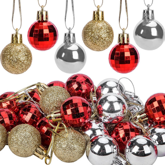 Deloky 36 PCS Mini Christmas Ball Ornaments- 1.2 Inch Xmas Colorful Shatterproof Plastic Decorative Hanging Ball for Christmas Wreath Ornaments and Party Decoration