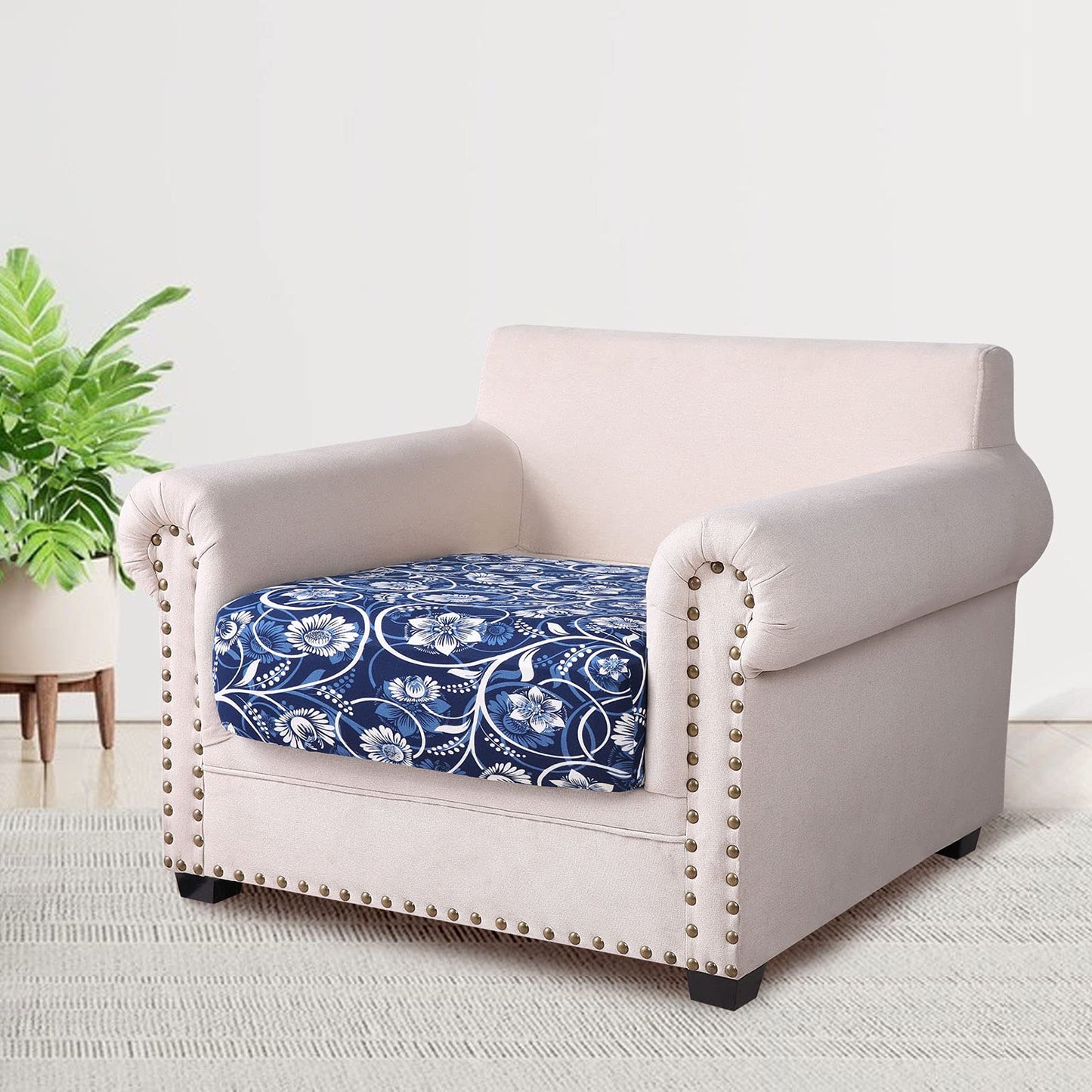 hyha Printed Couch Cushion Covers, Floral Sofa Covers Washable for Cushion Couch, Stretch Pattern Outdoor Cushion Covers for Patio Furniture with Elastic Bottom(Small, Baroque)