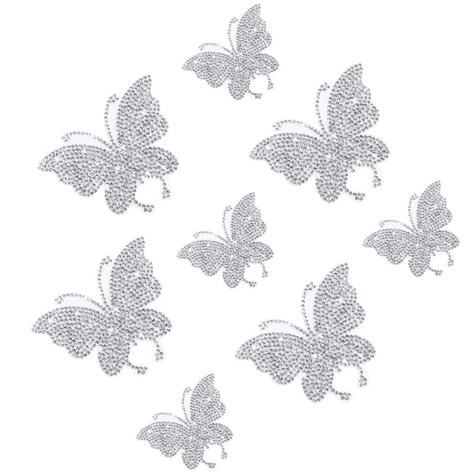 Frienda 8 Pcs Bling Butterfly Car Decals Women Crystal Rhinestone Shiny Butterfly Stickers Accessories for Car Body Bumper Window Laptop Automotive Interior Exterior Sticker Decor(Silver)