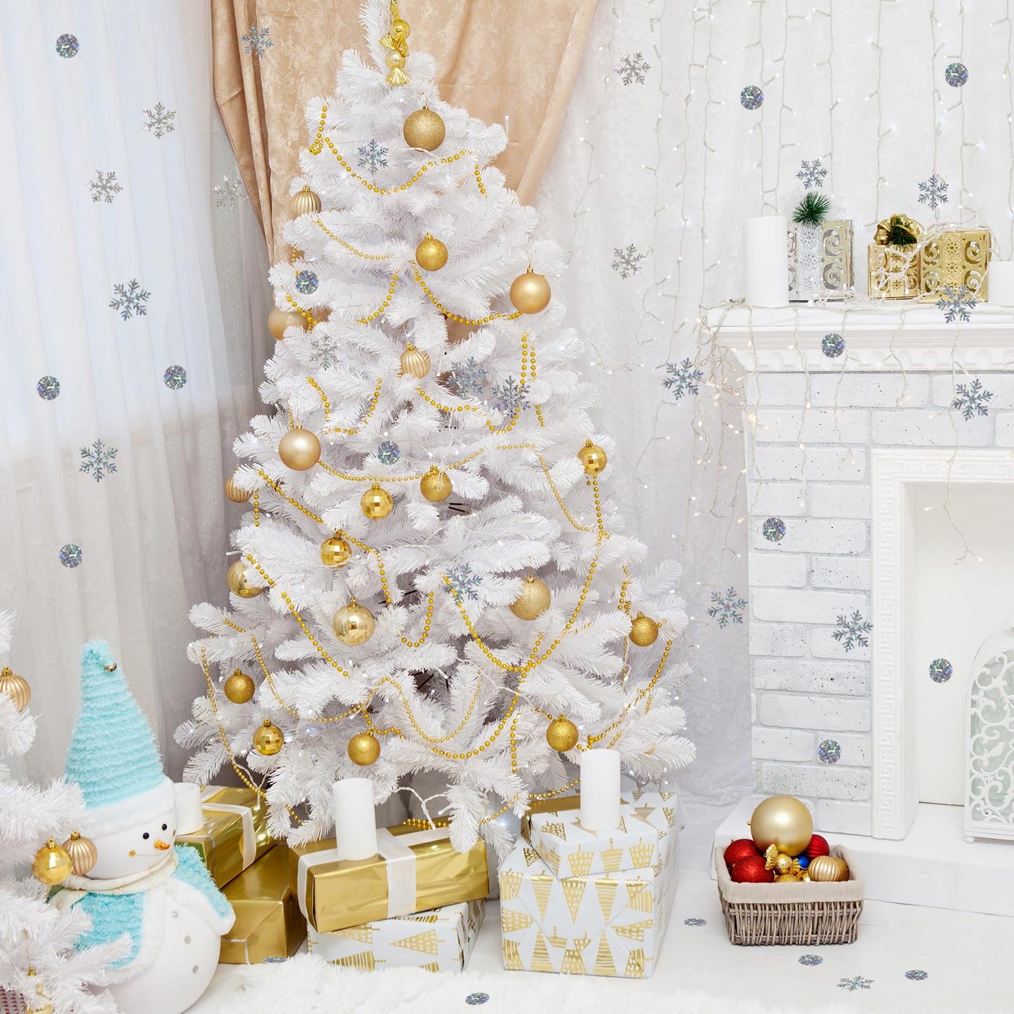 Blopee Snowflake Confetti, 300 PCS Snow Christmas Confetti for Winter Wonderland Party Decorations, Iridescent Snowflake Christmas Decorations
