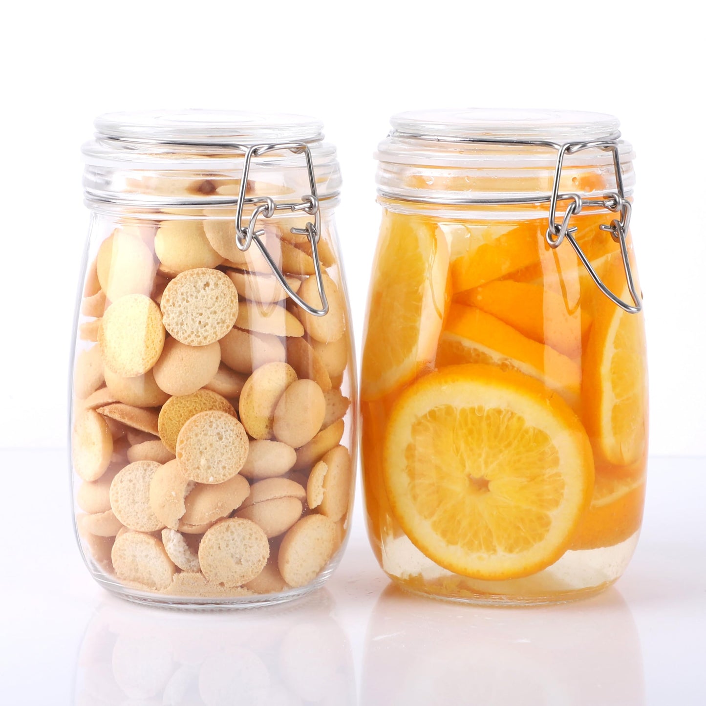 Glass Jars With Airtight Lid 32 Oz Wide Mouth Glass Containers With Lids 2 Pack Airtight Food Grade Storage Canisters With Clasp For Flour, Coffee, Sugar, pickle, Beans, Candy, Nuts, Rice, Pasta