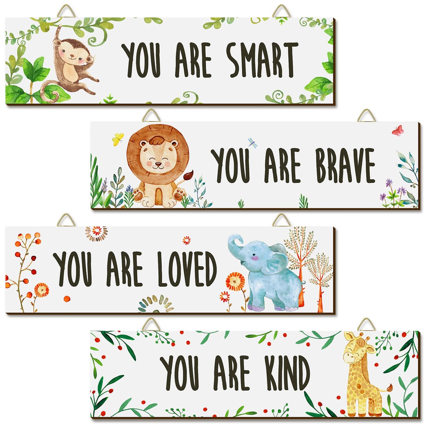 Chunful 4 Pieces Baby Nursery Decor Unframed Wall Art Bedroom Decor Motivational Inspirational Girls Room Adorable Wall Decoration with Inspirational Quotes for Boys Girls(Woodland Animal)