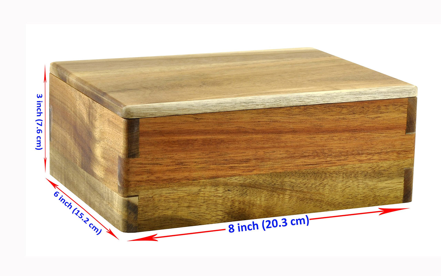 Spiretro Wooden Storage Box with Lid, Stash Box, Keepsake Chest to Organize Jewelry, Coins, Cards, Small Treasure, Handmade Natural Acacia Decorative Crate, Brown- 8 x 6 x 3 inches