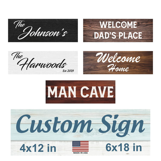 Custom Wood Sign – Personalized Wooden Wall Décor with Your Text or Design, Full-Color UV Print, Indoor/Outdoor Use, Customizable Name, Quote, Logo, Home & Business Décor (4x12 in)