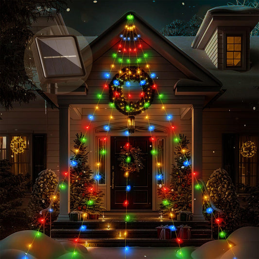 Large Size 16.5FT Solar String Lights Outdoor, 8 Lights Modes Solar Christmas Tree Lights, Outdoor Solar Christmas Lights Decortions for Eaves, Tree, Patio (Multicolor)