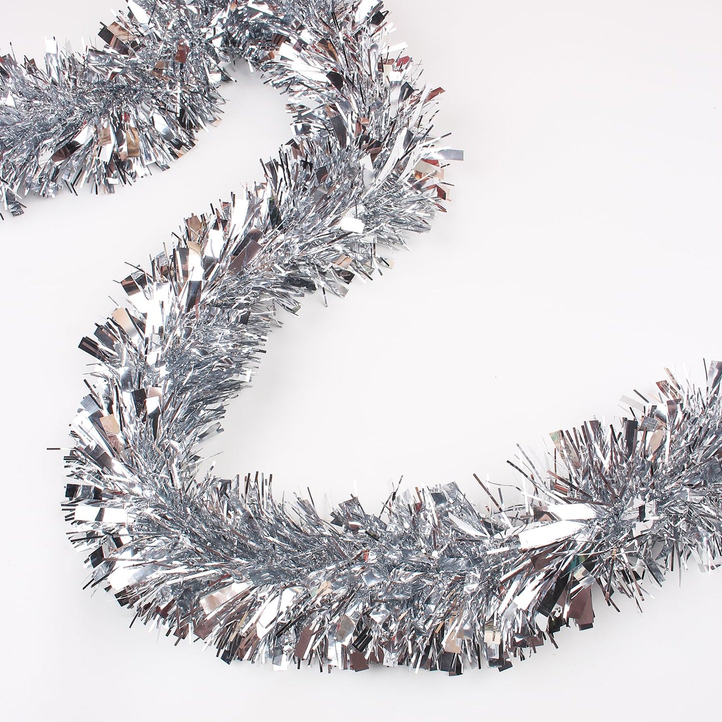 LZZYWYDTT 33FT Christmas Tinsel Garland,Silvery Shiny Metallic Foil Decorations for Parade Floats, Halloween, Christmas Tree, New Year Parties,Birthday Party,Indoor and Outdoor Disco Party Supplies