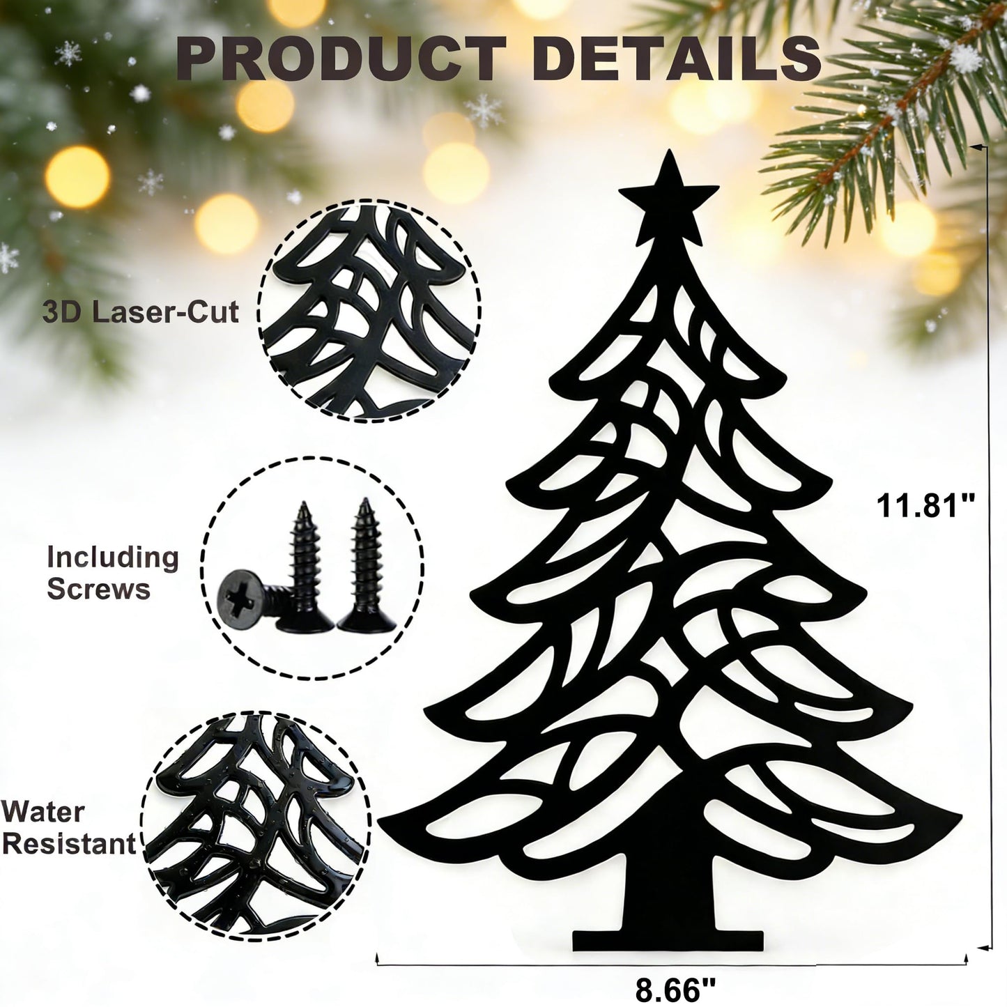 Metal Wall Art Christmas Tree: Black Metal Wall Tree, Minimalist Rustic Tree Decor for Living Room Bedroom Bathroom Dining Room Outside | Housewarming Gifts, Modern Farmhouse Decor Deals, Year Round