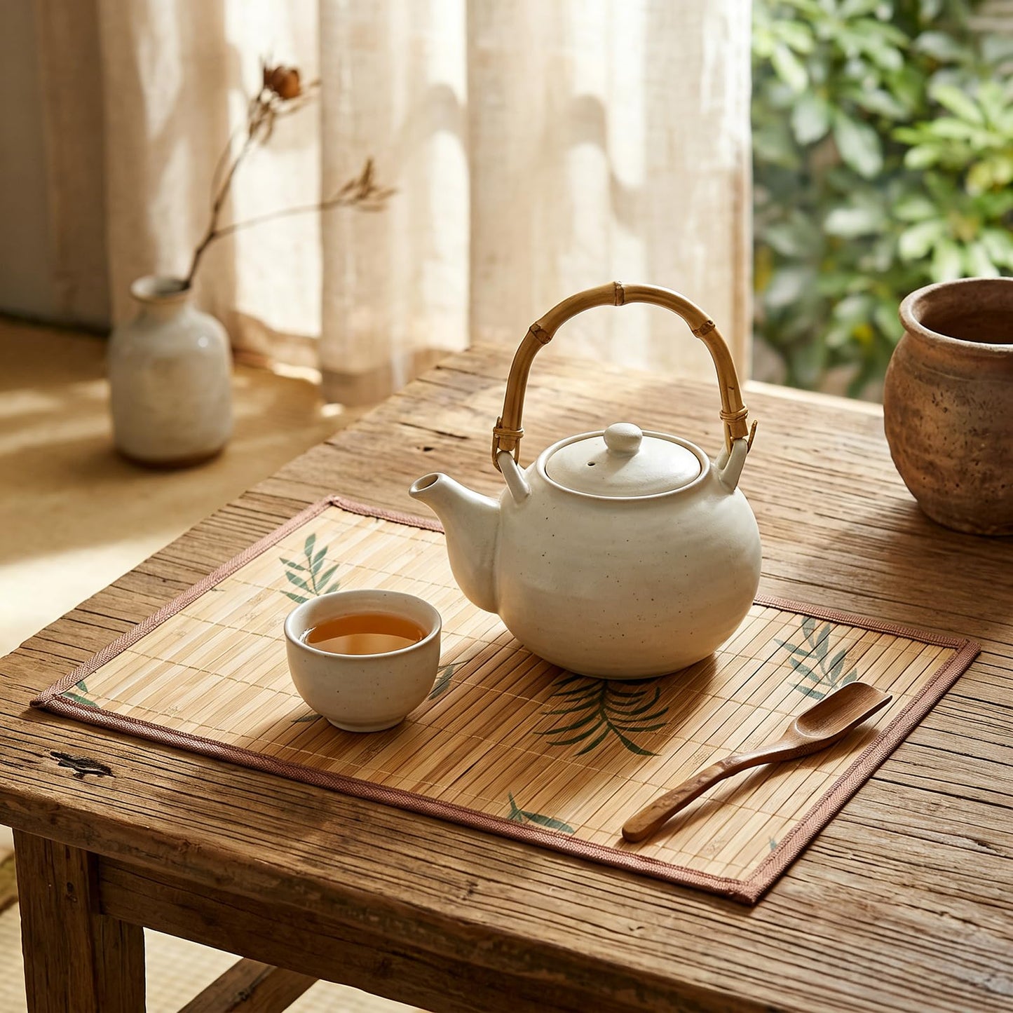 Eorbow 8 Pack Bamboo Placemats, 18 x 12 Inch Anti-Slip Table Mats, Heat Resistant Place Mats, Japanese Style Washable Placemats for Dining Room, Kitchen, Restaurant