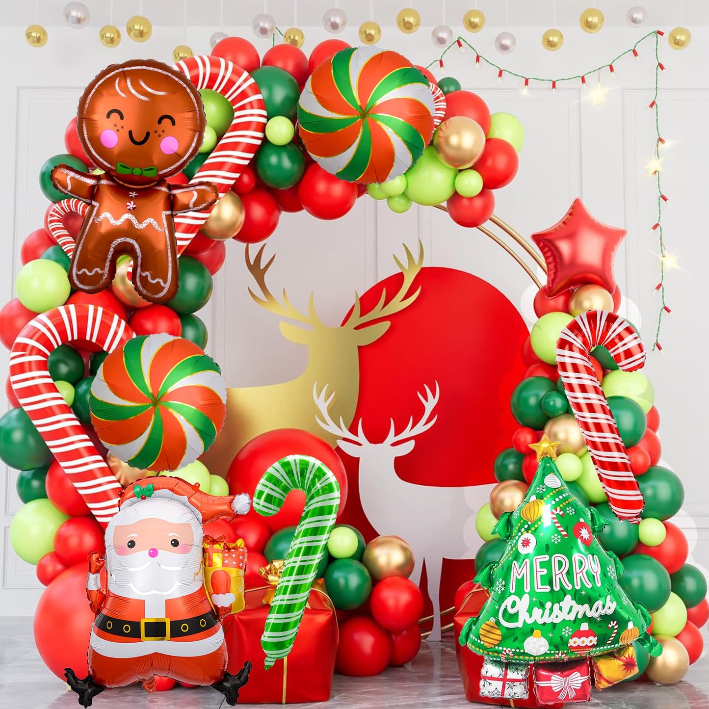 Gingerbread Man & Santa Foil Party Balloons, Merry Christmas Balloons, Christmas Balloons for New Year Eve Holiday Festival Birthday Party Decorations (Santa & Gingerbread)