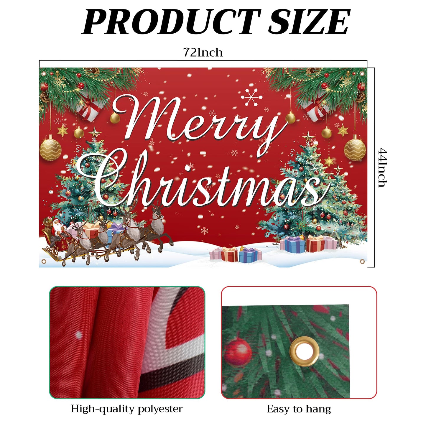 HOOSUN Christmas Decorations,72 x 44 Inch Merry Christmas Backdrops for photography,Xmas Banners Party Decorations,Xmas Photo Booth Backdrop Party Banner for Wall,Yard,Garage
