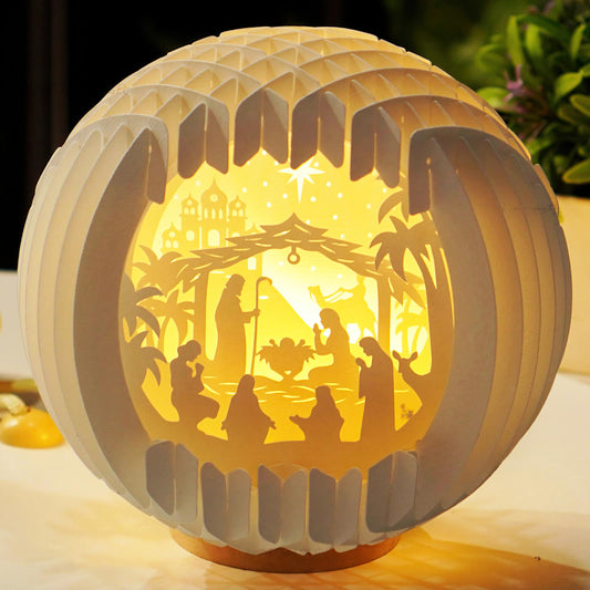 Light Up Nativity Scene Indoor with LED Light for Tabletop, Paper Christmas Jesus Decorations, Small Nativity Easter,Christmas Story Gifts,Religious Christian Gifts for Women,Nacimientos de Navidad