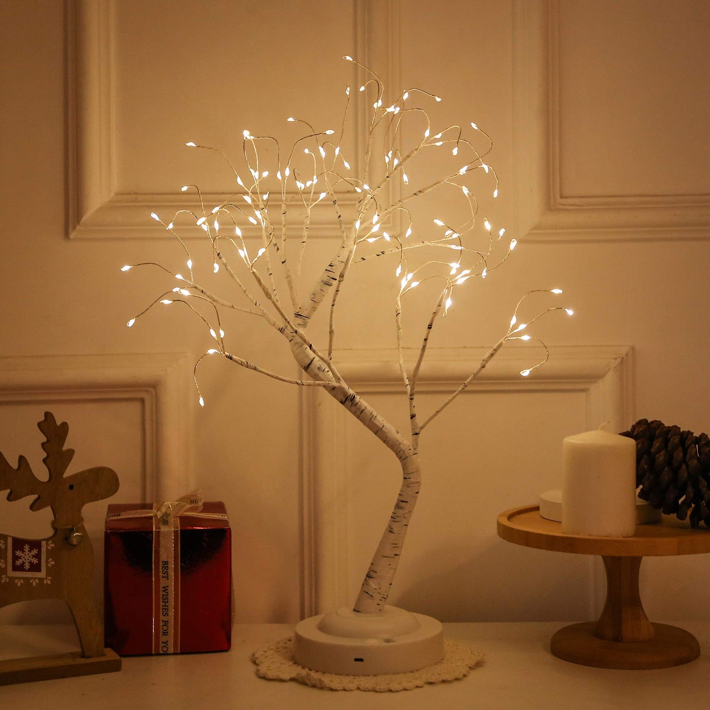 FUCHSUN $$$ 108 LED Birch Tree Light Tabletop Bonsai Fairy Tree Lamp, 8 Lighting Modes & Timer & Battery/USB Operated, Party Wedding Holiday Festival Christmas Decoration, Warm White