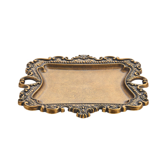khtumeware 1 Pack Vintage Gold Jewelry Dish Antique Brass Jewelry Trays ideal for holding jewelry rings and small trinkets.