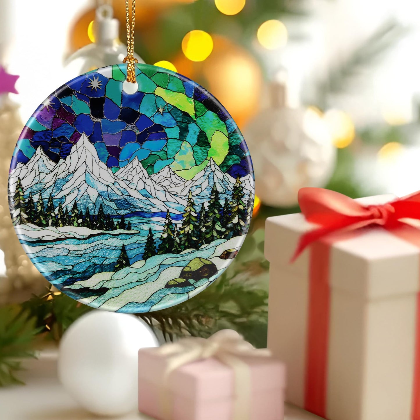 Mountain Landscape Ornament, Christmas Ornament – Christmas Tree Decor, Holiday Decoration, Stocking Stuffer, Festive Gift Idea, Gifts for Nature Lover, Mountain Lover, Friends, and Family