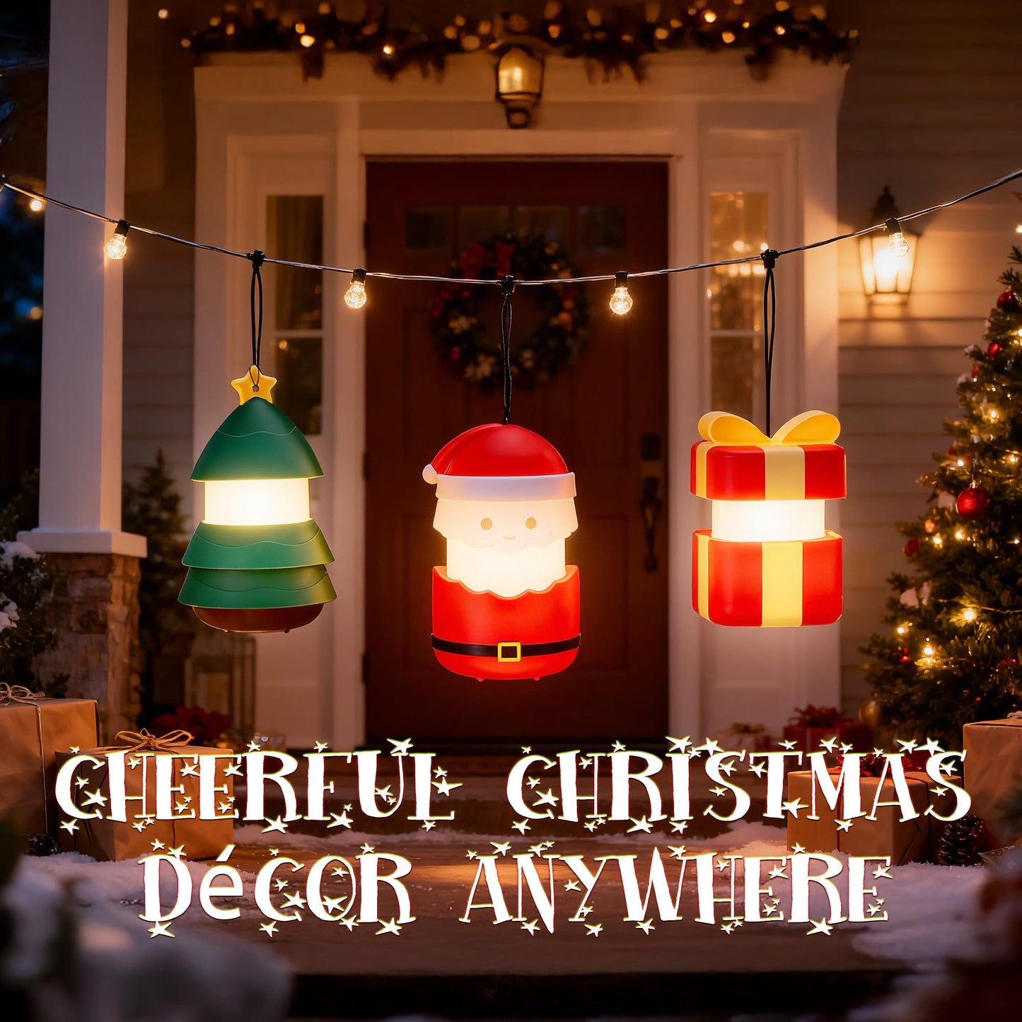 EverBrite Gift Box Lantern 3 Pack, 5 Light Modes Holiday Decoration Presents for Women and Men, AAA Batteries Contained Easter Gift, Fun Night Light Gifts for Kids Indoor & Outdoor