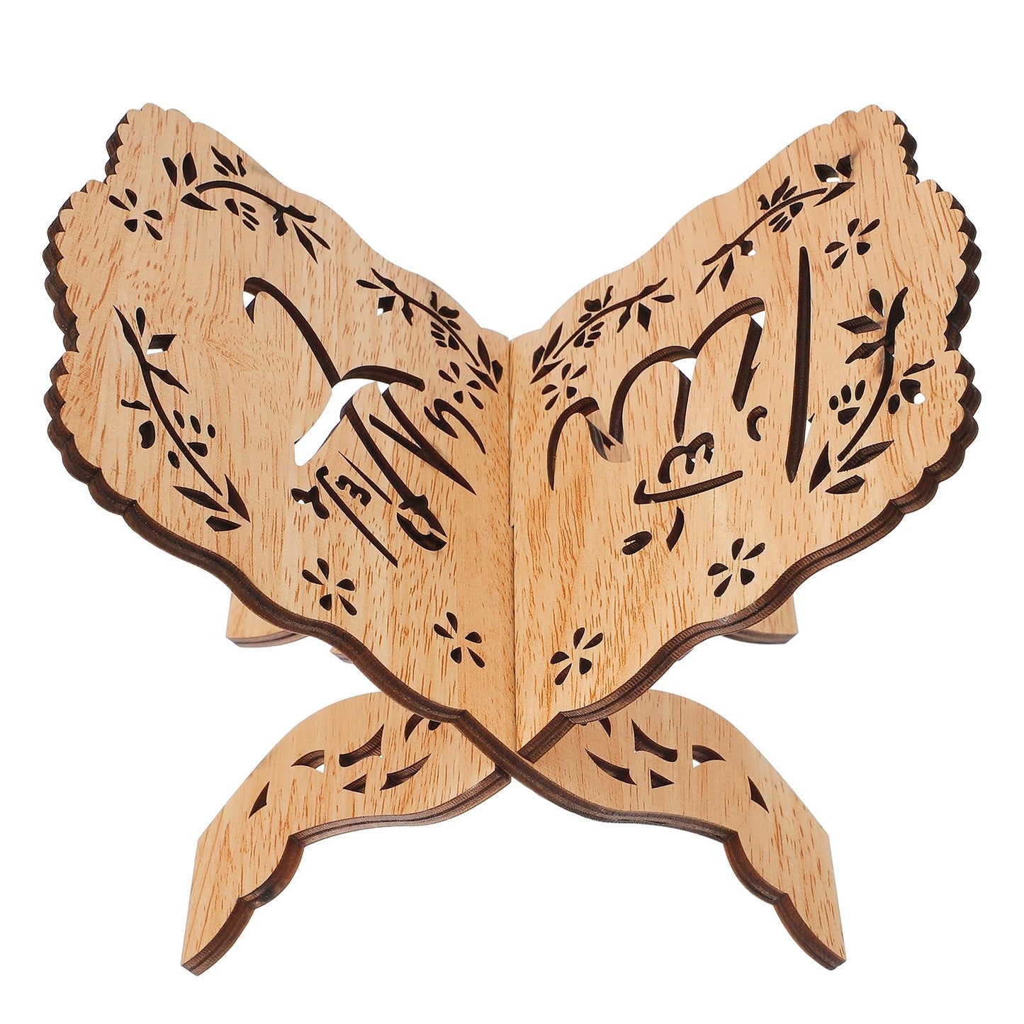 Amosfun Wooden Quran Holder Bible Stand Prayer Book Display Reading Stand - Folding Book Holder Eid Party Reading 6.5x5.5x5.0 Inch