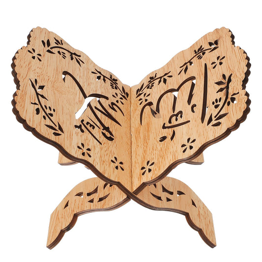 Amosfun Wooden Quran Holder Bible Stand Prayer Book Display Reading Stand - Folding Book Holder Eid Party Reading 6.5x5.5x5.0 Inch