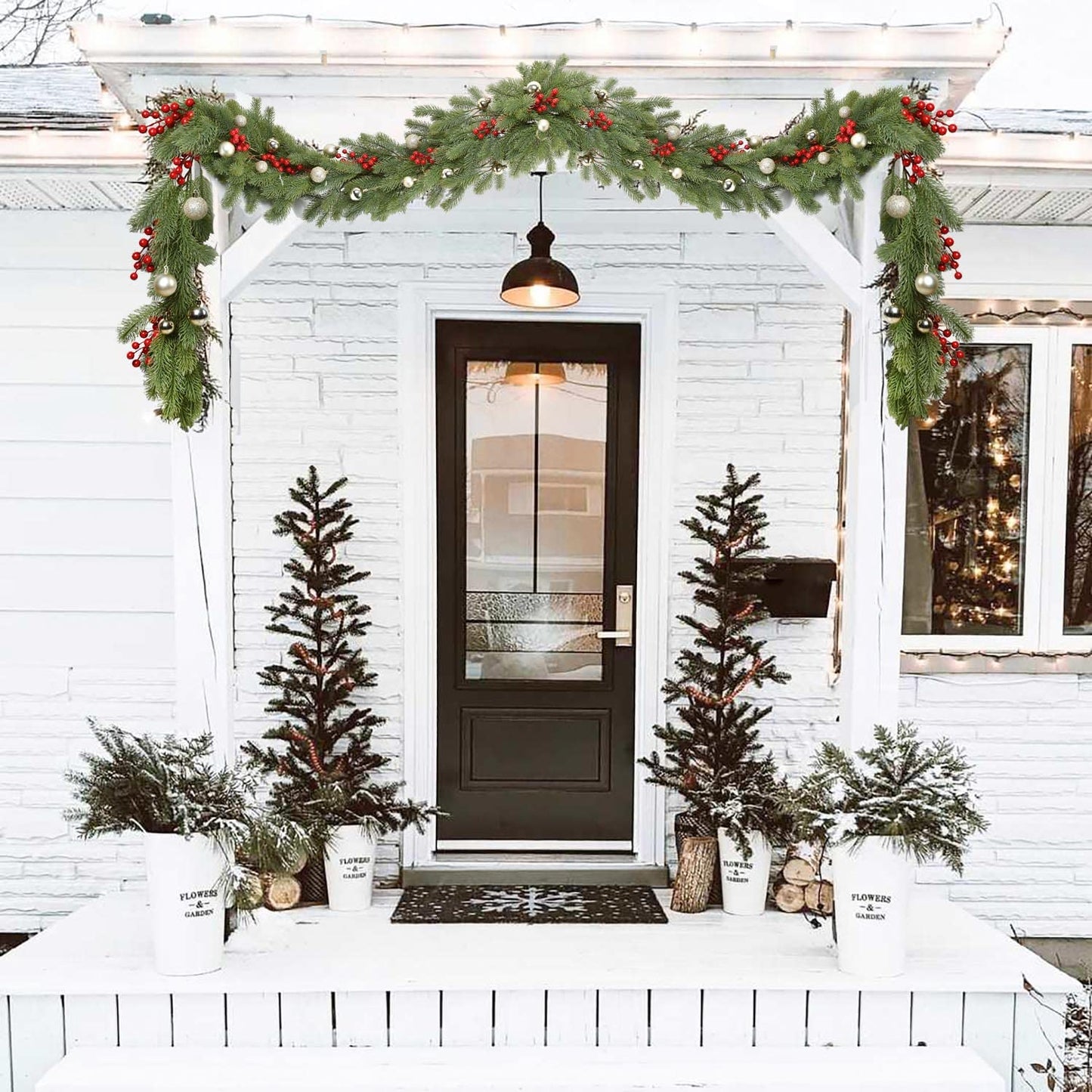 Fomlily Pine Garland Christmas Decoration, 6ft Christmas Greenery Garland Artificial Spruce Pine Needles for Holiday Mantel Fireplace Table Centerpiece Decor