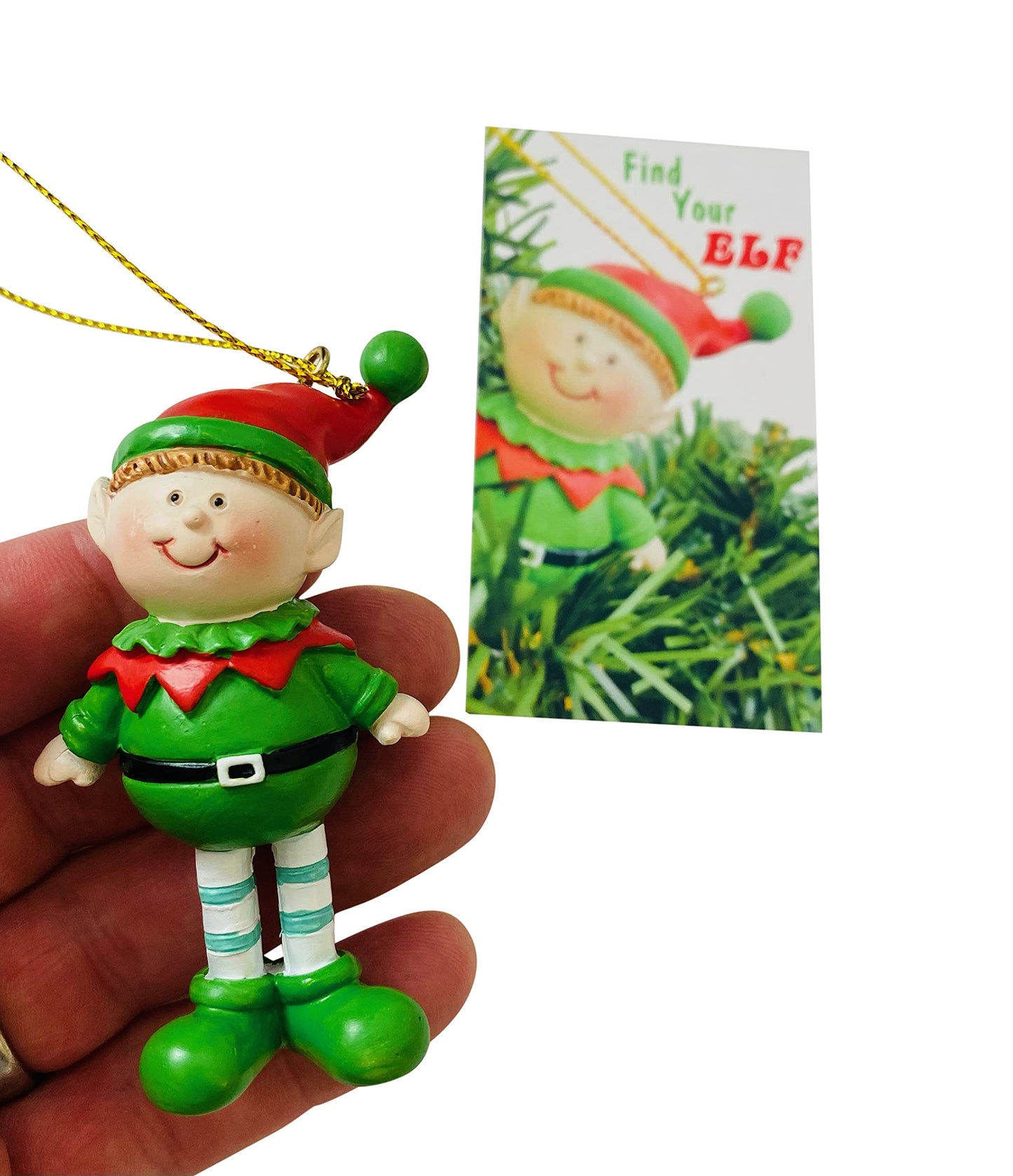 Elf Ornament Legend Set Find Your Hidden Elves Christmas Tree Decoration with Story Card Boxed Keepsake
