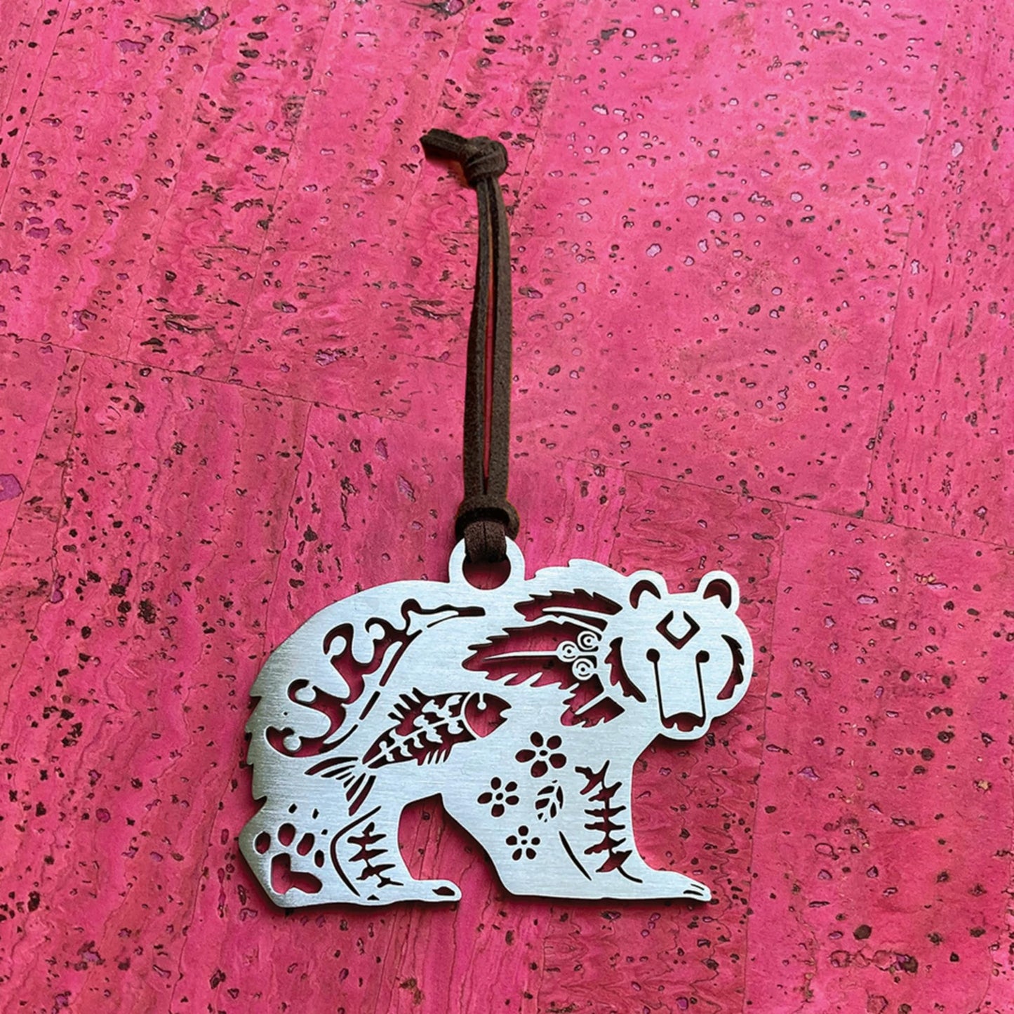 Spirit Bear Collectible Stainless Steel Ornament Keepsake | Holiday Decoration, Window Ornament, Hanging Decoration | Symbol of Courage & Protection | Handcrafted Gift | Made in USA