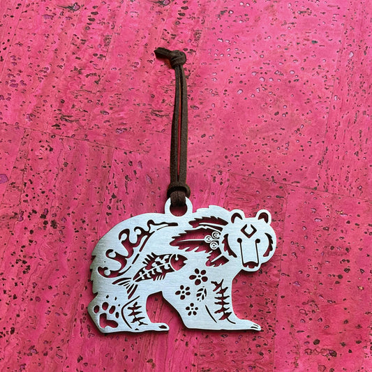 Spirit Bear Collectible Stainless Steel Ornament Keepsake | Holiday Decoration, Window Ornament, Hanging Decoration | Symbol of Courage & Protection | Handcrafted Gift | Made in USA