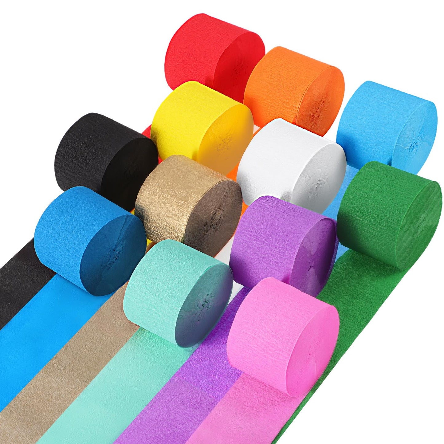 Party Crepe Paper Streamers 12 Rolls 984ft, Rainbow Streamers Party Decorations for Birthday Wedding Mother's Day Graduation Baby Shower Decor, 1.77 Inch x 82 Ft/Roll