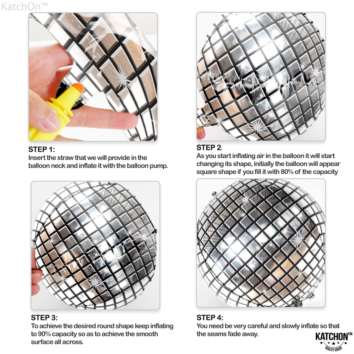 KatchOn, Big Silver Disco Ball Balloons - 22 Inch, Pack of 6 | Disco Party Decorations, 4D Sphere Disco Balloons for 70s Theme Party Decor, Bachelorette Party Decorations | Graduation Decorations 2026