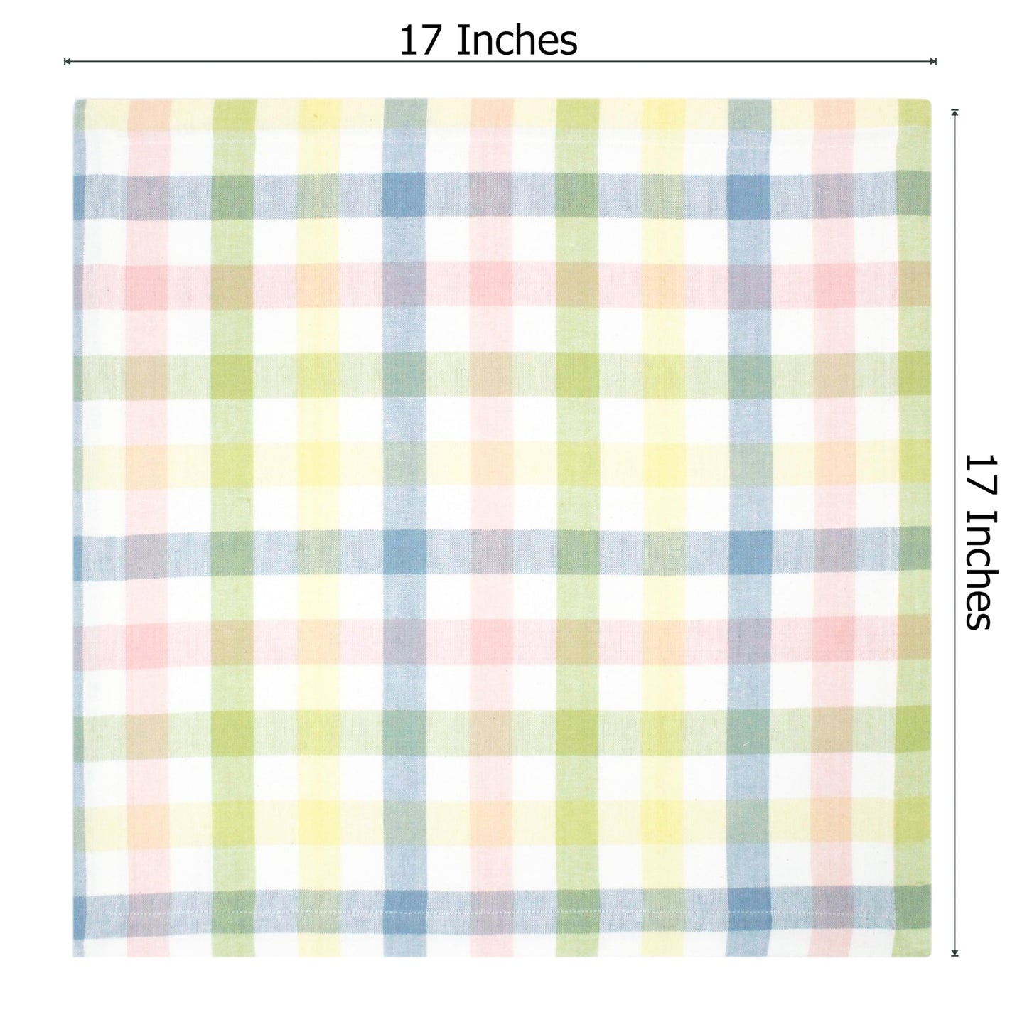 COTTON CRAFT Gingham Buffalo Plaid Check Napkins - Spring Easter Bunny Pastel Luncheon Dinner - Set of 8 - Pure Cotton - Reusable Washable - 17 x 17 inches - Yellow Multi Pastel