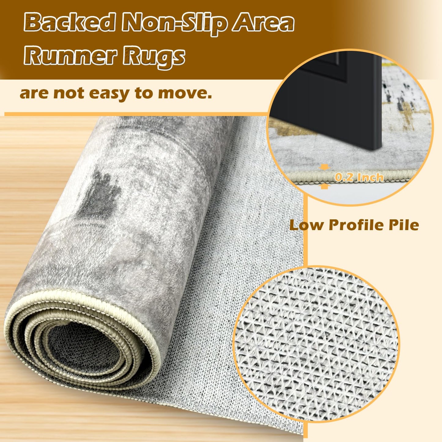 Heyroll Washable Area Rug, 2X6FT Hallway Runner Rug Carpet,Soft Modern Entryway Mat with Non-Slip TPR Backing,Low Pile Carpet for Indoor, Bath,Living Room,Kitchen,Laundry- Customized, Graffiti Gray