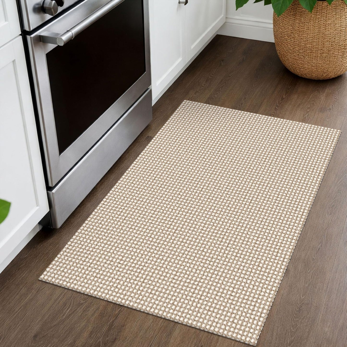 IOHOUZE Small Area Rug 2x3 Washable Woven Rugs for Entryway Non Slip Rubber Backed Front Door Rugs Indoor Doormat Throw Rug Floor Carpet for Entrance Kitchen, Beige/Khaki
