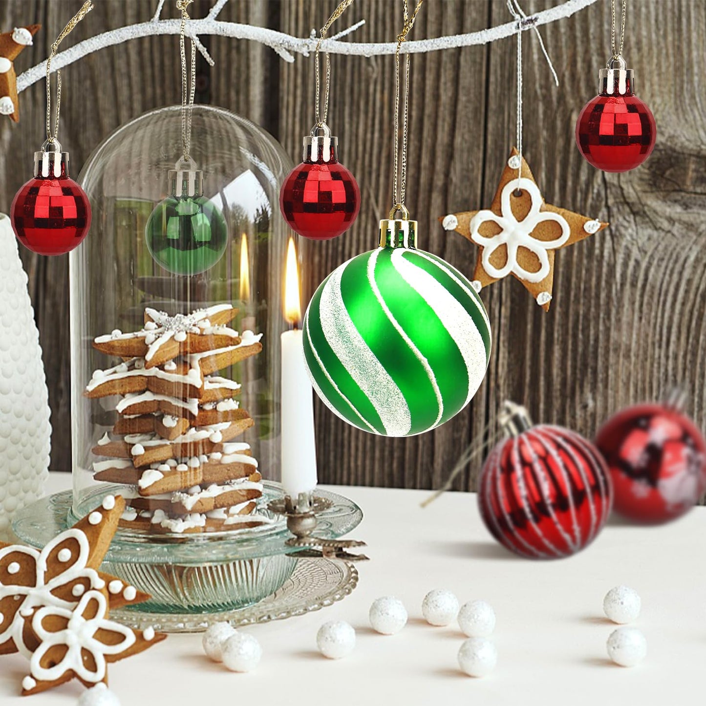 Christmas Ornaments Balls, 44 Pcs Christmas Balls Including 12Pcs 6cm/2.36inch & 32Pcs 3cm/1.18inch, Christmas Tree Decorations Hanging for Holiday Wedding Party Decoration