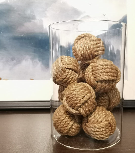 Elkpruu 10PCS Orbs Decorative Mini Balls for Centerpiece Bowls, Christmas Decorative Rope Balls for Bowls, Vase Filler, Decorative Bowl fillers for Farmehouse Coastal Table Decor