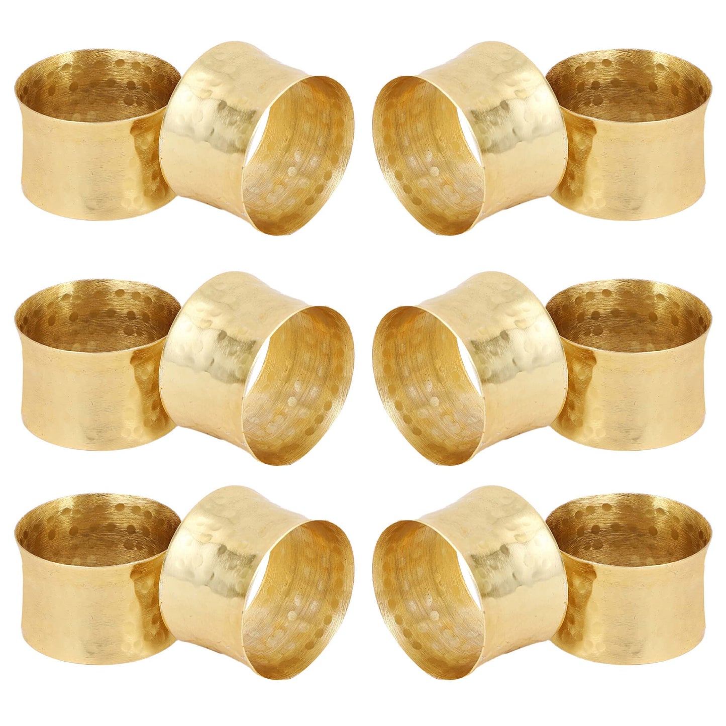 ITOS365 Handmade Round Hammered Golden Napkin Rings Holder for Dinning Table Parties Everyday, Set of 12